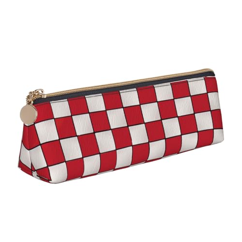 LRHCNZDCP Federmäppchen aus Leder, mit dreieckigem Reißverschluss, niedliches Federmäppchen für Schule und Büro, weiß, Einheitsgröße, Schulranzen von LRHCNZDCP