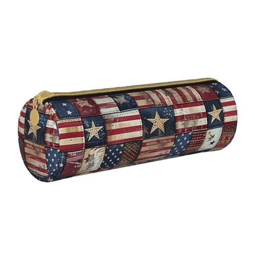 LRHCNZDCP Federmäppchen aus Leder, rund, Patchwork-Druck, US-Flagge, für Schule und Büro, weiß, Einheitsgröße, weiß, one size, Schulranzen LRHCNZDCP Federmäppchen aus Leder, rund, Patchwork-Druck, US-Flagge, für Schule und Büro, weiß, Einheitsgröße, weiß, one size, Schulranzen von LRHCNZDCP
