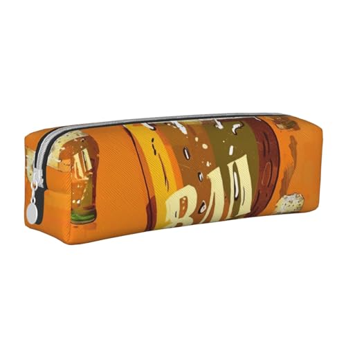 LRHCNZDCP Federmäppchen aus Leder mit Biermotiv, niedliches Federmäppchen mit Reißverschluss, für Schule und Büro, weiß, Einheitsgröße, Schulranzen von LRHCNZDCP