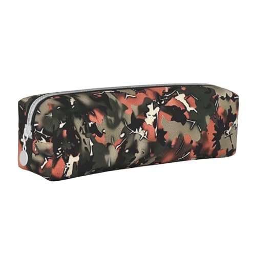 LRHCNZDCP Federmäppchen aus Leder mit Camouflage-Muster, niedliches Federmäppchen mit Reißverschluss, für Schule und Büro, weiß, Einheitsgröße, Schulranzen von LRHCNZDCP