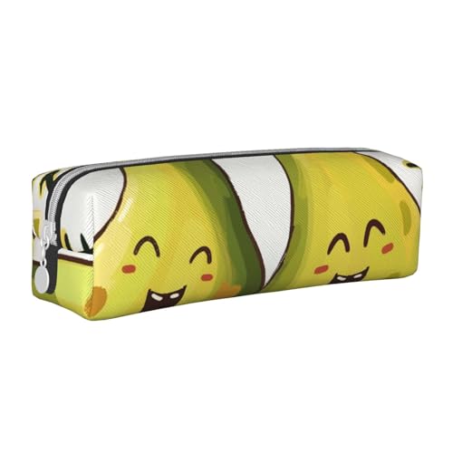 LRHCNZDCP Federmäppchen aus Leder mit Cartoon-Birnenmotiv, niedliches Federmäppchen mit Reißverschluss, für Schule und Büro, weiß, Einheitsgröße, Schulranzen von LRHCNZDCP