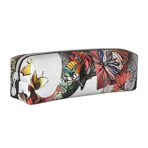 LRHCNZDCP Federmäppchen aus Leder mit Elefantenmotiv, niedliches Federmäppchen mit Reißverschluss, für Schule und Büro, weiß, Einheitsgröße, Schulranzen von LRHCNZDCP