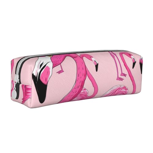 LRHCNZDCP Federmäppchen aus Leder mit Flamingo-Motiv, niedliches Federmäppchen mit Reißverschluss, für Schule und Büro, weiß, Einheitsgröße, Schulranzen von LRHCNZDCP