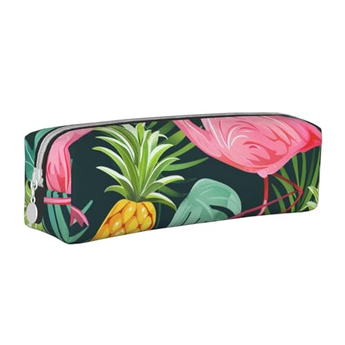 LRHCNZDCP Federmäppchen aus Leder mit Flamingo-Motiv, niedliches Federmäppchen mit Reißverschluss, für Schule und Büro, weiß, Einheitsgröße, Schulranzen von LRHCNZDCP