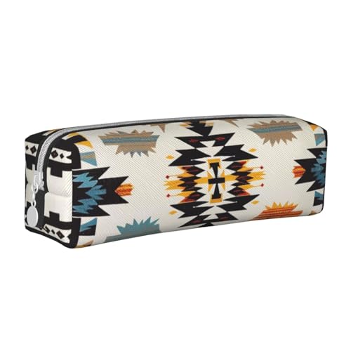 LRHCNZDCP Federmäppchen aus Leder mit Indianermotiv, niedliches Federmäppchen mit Reißverschluss, für Schule und Büro, weiß, Einheitsgröße, Schulranzen von LRHCNZDCP