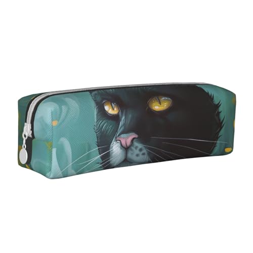 LRHCNZDCP Federmäppchen aus Leder mit Katzendruck, niedliches Federmäppchen mit Reißverschluss, für Schule und Büro, weiß, Einheitsgröße, Schulranzen von LRHCNZDCP