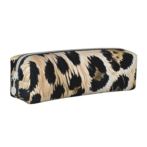 LRHCNZDCP Federmäppchen aus Leder mit Leopardenmuster, niedliches Federmäppchen mit Reißverschluss, für Schule und Büro, weiß, Einheitsgröße, Schulranzen von LRHCNZDCP