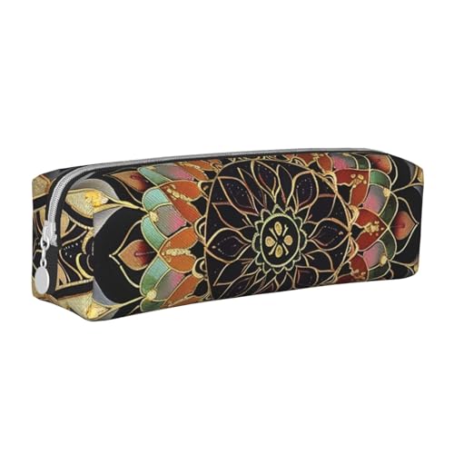 LRHCNZDCP Federmäppchen aus Leder mit Mandala-Motiv, niedliches Federmäppchen mit Reißverschluss, für Schule und Büro, weiß, Einheitsgröße, Schulranzen von LRHCNZDCP