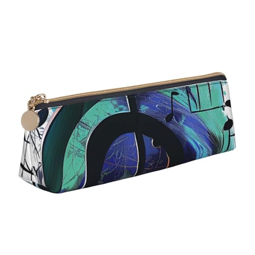 LRHCNZDCP Federmäppchen aus Leder mit Musikdruck, dreieckig, Reißverschluss, niedliches Federmäppchen für Schule und Büro, weiß, Einheitsgröße, Schulranzen von LRHCNZDCP