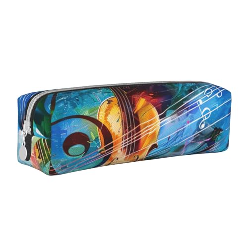 LRHCNZDCP Federmäppchen aus Leder mit Musikgitarre, niedliches Federmäppchen mit Reißverschluss, für Schule und Büro, weiß, Einheitsgröße, Schulranzen von LRHCNZDCP