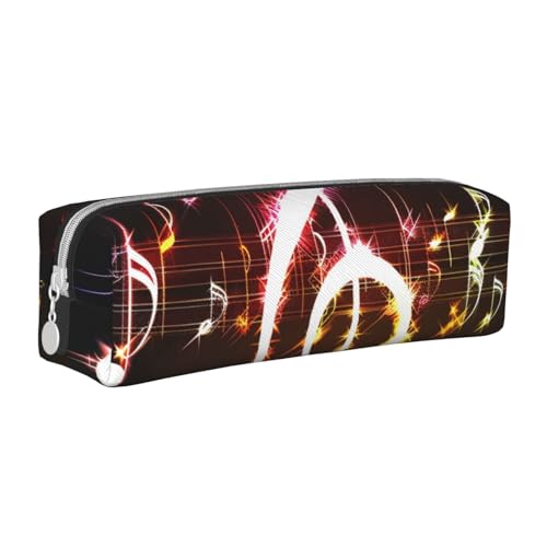 LRHCNZDCP Federmäppchen aus Leder mit Musiknoten-Motiv, niedliches Federmäppchen mit Reißverschluss, für Schule und Büro, weiß, Einheitsgröße, Schulranzen von LRHCNZDCP