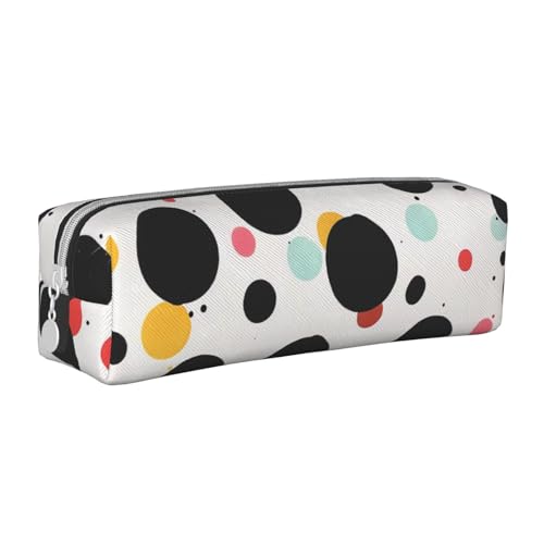 LRHCNZDCP Federmäppchen aus Leder mit Punktmuster, niedliches Federmäppchen mit Reißverschluss, für Schule und Büro, weiß, Einheitsgröße, Schulranzen von LRHCNZDCP