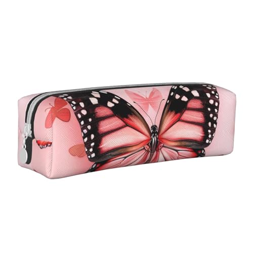 LRHCNZDCP Federmäppchen aus Leder mit Schmetterlingsmotiv, niedliches Federmäppchen mit Reißverschluss, für Schule und Büro, weiß, Einheitsgröße, Schulranzen von LRHCNZDCP