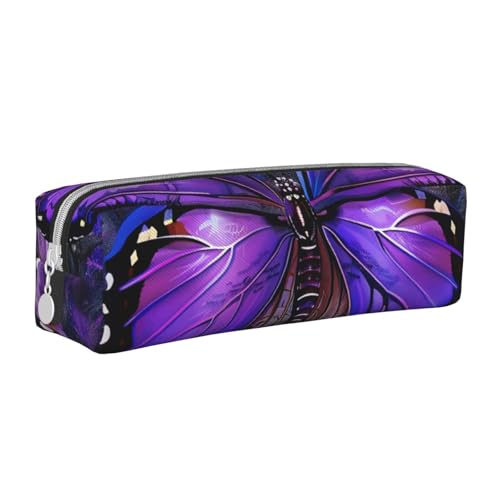 LRHCNZDCP Federmäppchen aus Leder mit Schmetterlingsmotiv, niedliches Federmäppchen mit Reißverschluss, für Schule und Büro, weiß, Einheitsgröße, Schulranzen von LRHCNZDCP