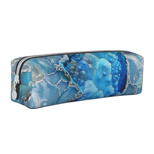 LRHCNZDCP Federmäppchen aus Leder mit niedlichem Reißverschluss, für Schule und Büro, Hellblau / Türkis, weiß, Einheitsgröße, Schulranzen von LRHCNZDCP