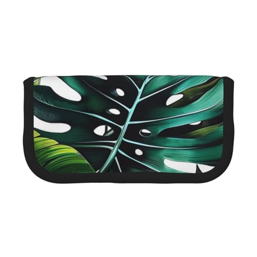 LRHCNZDCP Federmäppchen aus Segeltuch, mit Reißverschluss, Motiv: tropische Blätter, Schwarz, Einheitsgröße, Schwarz , one size, Schulranzen von LRHCNZDCP