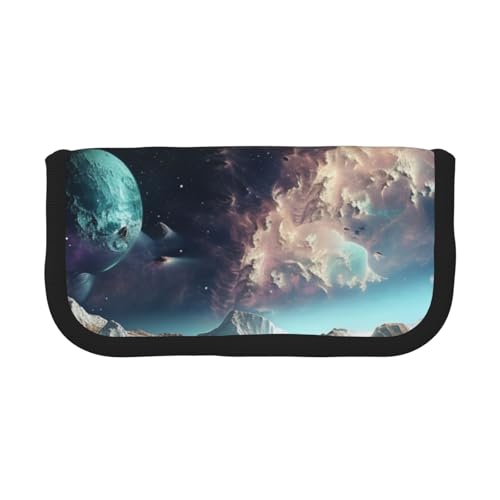 LRHCNZDCP Federmäppchen aus Segeltuch mit Aufdruck "Graphics Universe Space", Schwarz , Einheitsgröße, Schulranzen von LRHCNZDCP