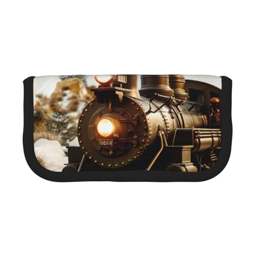 LRHCNZDCP Federmäppchen aus Segeltuch mit Zug- und Eisenbahn-Motiv, mit Reißverschluss, Schwarz , Einheitsgröße, Schulranzen von LRHCNZDCP