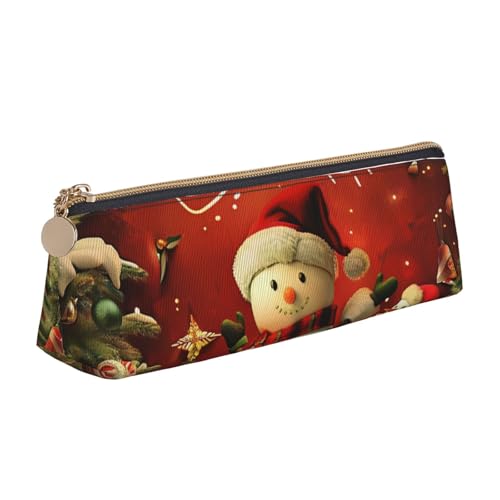 LRHCNZDCP Federmäppchen aus bedrucktem Leder, dreieckig, mit Reißverschluss, niedliches Federmäppchen für Schule und Büro, weiß, Einheitsgröße, Schulranzen von LRHCNZDCP