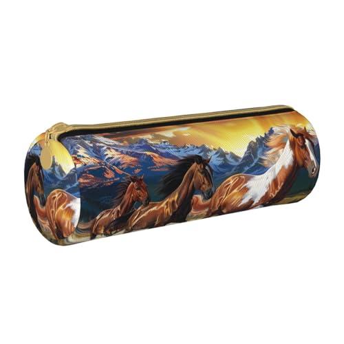 LRHCNZDCP Federmäppchen aus bedrucktem Leder, mit rundem Reißverschluss, niedliches Federmäppchen für Schule und Büro, weiß, Einheitsgröße, Schulranzen von LRHCNZDCP