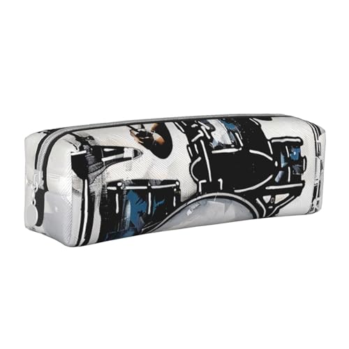 LRHCNZDCP Federmäppchen aus bedrucktem Leder, niedliches Federmäppchen mit Reißverschluss, für Schule und Büro, weiß, Einheitsgröße, Schulranzen von LRHCNZDCP