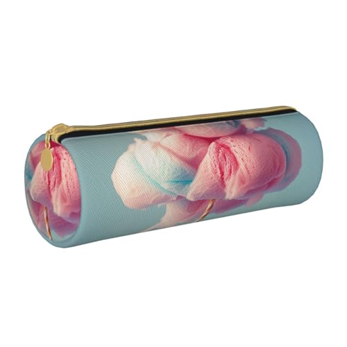 LRHCNZDCP Federmäppchen aus bedrucktem Leder, rund, mit Reißverschluss, niedliches Federmäppchen für Schule und Büro, weiß, Einheitsgröße, Schulranzen von LRHCNZDCP