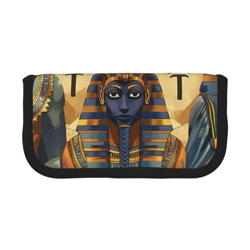 LRHCNZDCP Federmäppchen aus der antiken Ägypten-Serie, bedruckt, aus Leinen, Make-up-Tasche, Gadget-Stifttasche, Stiftebox mit Reißverschluss, Schwarz , Einheitsgröße, Schulranzen von LRHCNZDCP