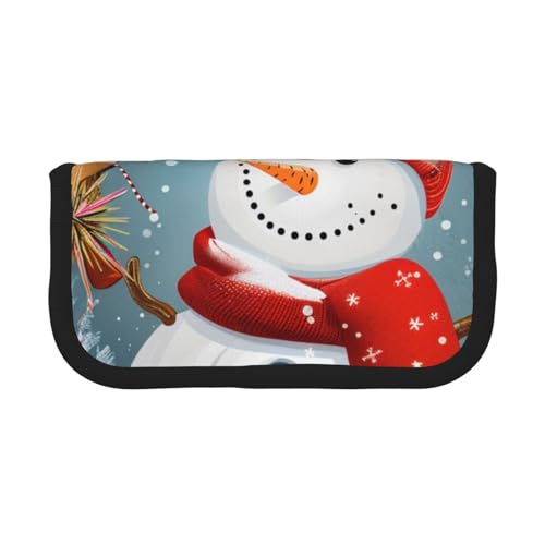 LRHCNZDCP Federmäppchen mit Aufschrift "Merry Christmas", aus Segeltuch, Make-up-Tasche, Gadget, Stiftebox mit Reißverschluss, Schwarz , Einheitsgröße, Schulranzen von LRHCNZDCP