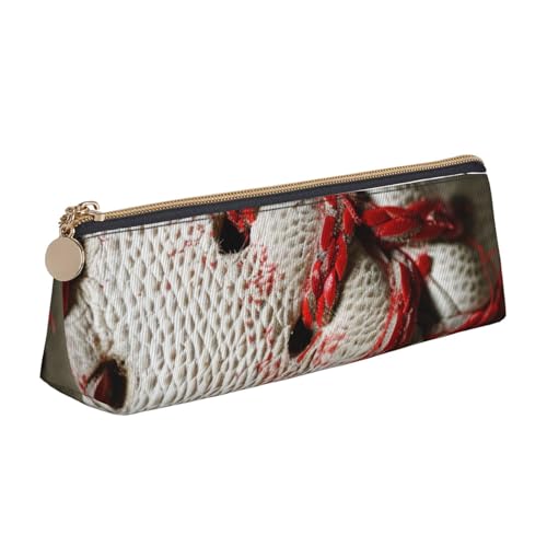 LRHCNZDCP Federmäppchen mit Baseball-Spitze, bedruckt, Leder, dreieckig, Reißverschluss, niedliches Federmäppchen für Schule und Büro, weiß, Einheitsgröße, Schulranzen von LRHCNZDCP