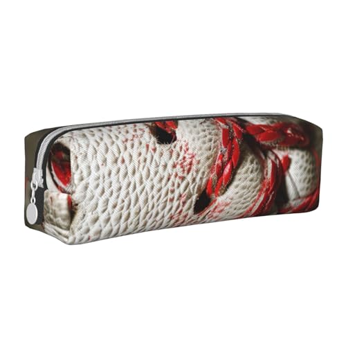 LRHCNZDCP Federmäppchen mit Baseball-Spitze, bedruckt, Leder, niedliches Federmäppchen mit Reißverschluss, für Schule und Büro, weiß, Einheitsgröße, Schulranzen von LRHCNZDCP