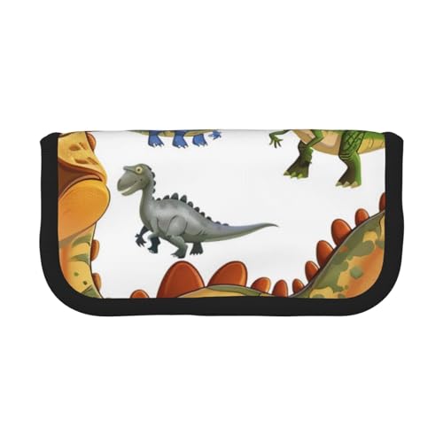 LRHCNZDCP Federmäppchen mit Cartoon-Dinosaurier-Bildern, bedrucktes Federmäppchen aus Segeltuch, Make-up-Tasche, Gadget, Stiftebox mit Reißverschluss, Schwarz , Einheitsgröße, Schulranzen von LRHCNZDCP