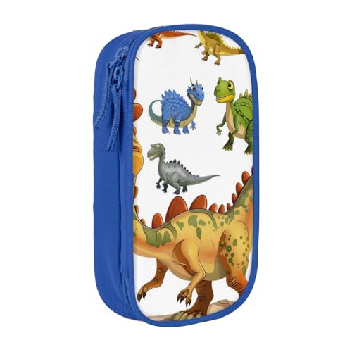 LRHCNZDCP Federmäppchen mit Cartoon-Dinosaurier-Bildern, niedliches Federmäppchen, Stiftebox für Schule, Büro, Schwarz, blau, Einheitsgröße, Schulranzen von LRHCNZDCP