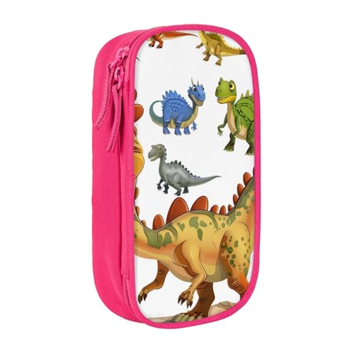 LRHCNZDCP Federmäppchen mit Cartoon-Dinosaurier-Bildern, niedliches Federmäppchen, Stiftebox für Schule, Büro, Schwarz, rose, Einheitsgröße, Schulranzen von LRHCNZDCP