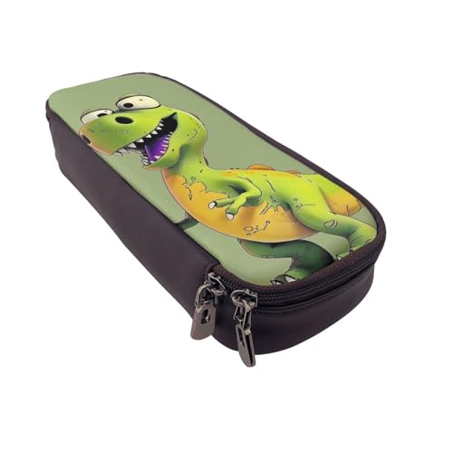 LRHCNZDCP Federmäppchen mit Cartoon-Dinosaurier-Motiv, Leder, niedlich, für Schule, Büro, College, für Erwachsene, Jungen, Mädchen, Schwarz , Einheitsgröße, Schulranzen von LRHCNZDCP