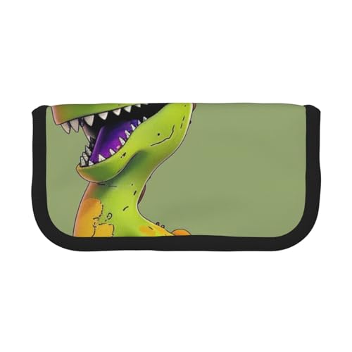 LRHCNZDCP Federmäppchen mit Cartoon-Dinosaurier-Motiv, Leinen, Make-up-Tasche, Gadget-Stifttasche, Stiftebox mit Reißverschluss, Schwarz , Einheitsgröße, Schulranzen von LRHCNZDCP