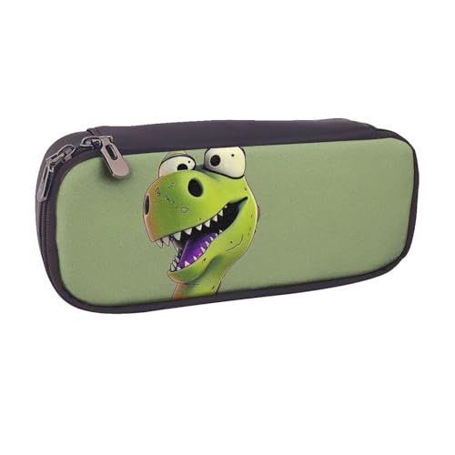 LRHCNZDCP Federmäppchen mit Cartoon-Dinosaurier-Motiv, großes Fassungsvermögen, Leder, für Schule, Büro, Uni, Erwachsene, Jungen, Mädchen, Schwarz , Einheitsgröße, Schulranzen von LRHCNZDCP