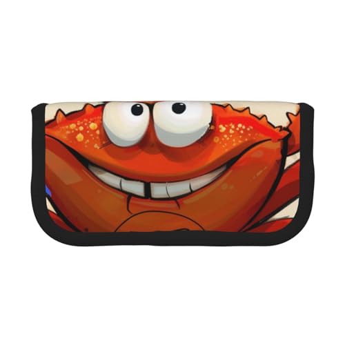 LRHCNZDCP Federmäppchen mit Cartoon-Krabben-Motiv, Leinen, Make-up-Tasche, Gadget-Stifttasche, Stiftebox mit Reißverschluss, Schwarz , Einheitsgröße, Schulranzen von LRHCNZDCP