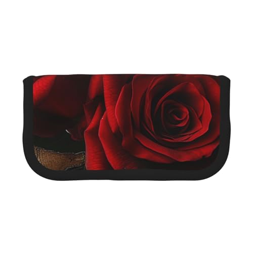 LRHCNZDCP Federmäppchen mit Gothic-Rose, bedruckt, Leinen, Make-up-Tasche, Gadget-Stifttasche, Stiftebox mit Reißverschluss, Schwarz , Einheitsgröße, Schulranzen von LRHCNZDCP