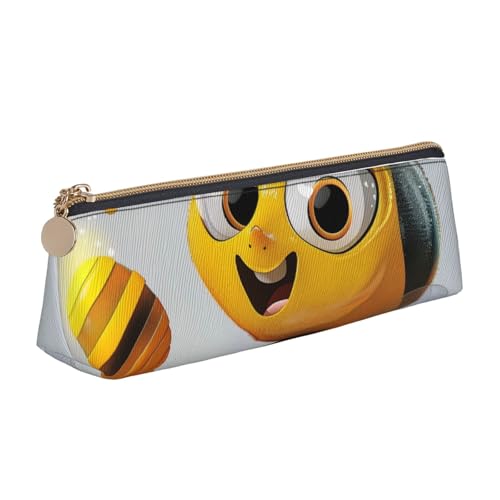 LRHCNZDCP Federmäppchen mit Honigbienen-Motiv, bedrucktes Leder-Federmäppchen, dreieckig, Reißverschluss, niedliches Federmäppchen für Schule und Büro, weiß, Einheitsgröße, Schulranzen LRHCNZDCP Federmäppchen mit Honigbienen-Motiv, bedrucktes Leder-Federmäppchen, dreieckig, Reißverschluss, niedliches Federmäppchen für Schule und Büro, weiß, Einheitsgröße, Schulranzen von LRHCNZDCP
