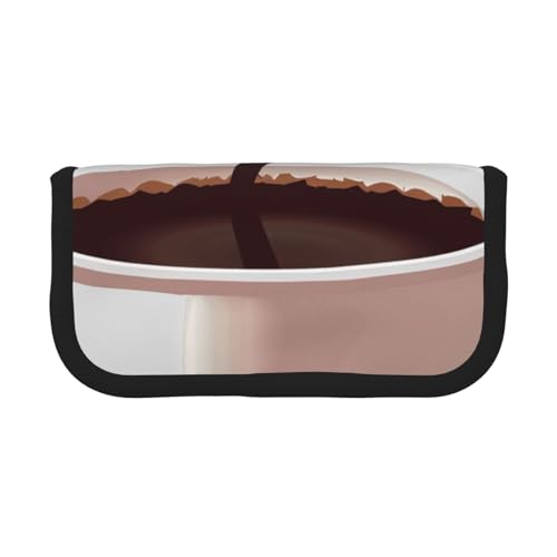 LRHCNZDCP Federmäppchen mit Kaffeetasse und Kaffeebohnen, bedrucktes Federmäppchen, Segeltuch, Make-up-Tasche, Gadget, Stiftebox mit Reißverschluss, Schwarz , Einheitsgröße, Schulranzen von LRHCNZDCP