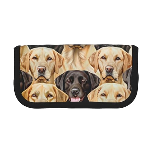 LRHCNZDCP Federmäppchen mit Labrador-Retriever-Motiv, bedrucktes Federmäppchen, Leinen, Make-up-Tasche, Gadget, Stiftebox mit Reißverschluss, Schwarz , Einheitsgröße, Schulranzen von LRHCNZDCP