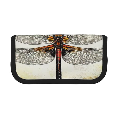 LRHCNZDCP Federmäppchen mit Libellen-Motiv, Segeltuch, Make-up-Tasche, Gadget, Stifteetui mit Reißverschluss, Schwarz , Einheitsgröße, Schulranzen von LRHCNZDCP