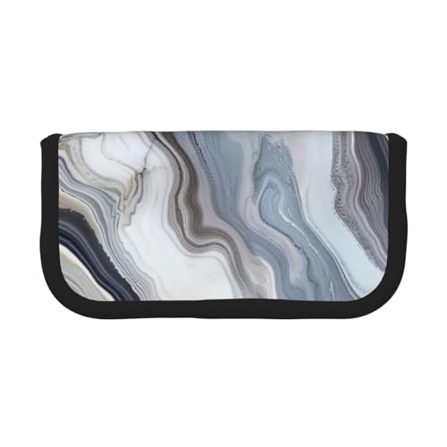 LRHCNZDCP Federmäppchen mit Marmor-Motiv, bedrucktes Federmäppchen, Leinen, Make-up-Tasche, Gadget-Stifttasche, Stiftebox mit Reißverschluss, Schwarz , Einheitsgröße, Schulranzen von LRHCNZDCP