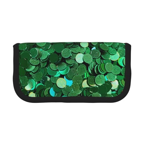 LRHCNZDCP Federmäppchen mit Pailletten, glitzernd, bedruckt, Leinen, Make-up-Tasche, Gadget, Stiftebox mit Reißverschluss, Grün, Schwarz , Einheitsgröße, Schulranzen von LRHCNZDCP