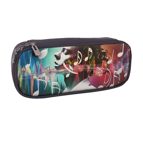 LRHCNZDCP Federmäppchen mit Programmiercode, großes Fassungsvermögen, Leder, für Schule, Büro, Uni, Erwachsene, Jungen, Mädchen, Musikkunst für Herren, Einheitsgröße, Schulranzen von LRHCNZDCP