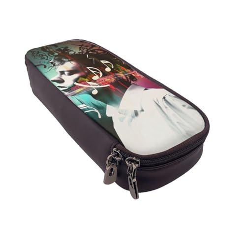 LRHCNZDCP Federmäppchen mit Regenbogen-Flagge, Leder, niedliches Stifteetui, Schule, Büro, College, Stiftebox für Erwachsene, Jungen, Mädchen, Musikkunst für Herren, Einheitsgröße, Schulranzen von LRHCNZDCP