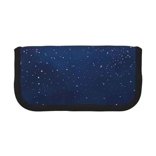 LRHCNZDCP Federmäppchen mit Reißverschluss, Motiv: Weltraum und Sterne, Segeltuch, Make-up-Tasche, Gadget, Federmäppchen, Marineblau, Schwarz , Einheitsgröße, Schulranzen von LRHCNZDCP