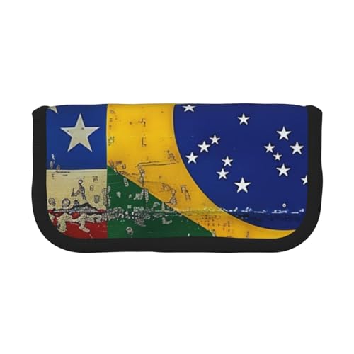 LRHCNZDCP Federmäppchen mit Reißverschluss amerikanische und brasilianische Flaggen, Schwarz, Einheitsgröße, Schwarz , one size, Schulranzen von LRHCNZDCP
