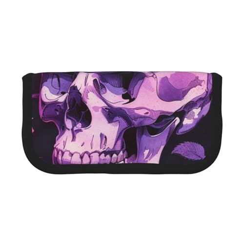 LRHCNZDCP Federmäppchen mit Rosen- und Totenkopf-Motiv, aus Segeltuch, Make-up-Tasche, Stiftebox mit Reißverschluss, Schwarz , Einheitsgröße, Schulranzen von LRHCNZDCP