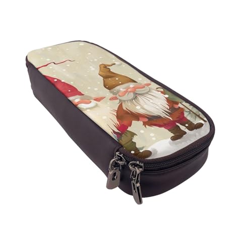 LRHCNZDCP Federmäppchen mit Weihnachts-Zwergenmotiv, Leder, niedlich, für Schule, Büro, College, für Erwachsene, Jungen, Mädchen, Schwarz , Einheitsgröße, Schulranzen von LRHCNZDCP